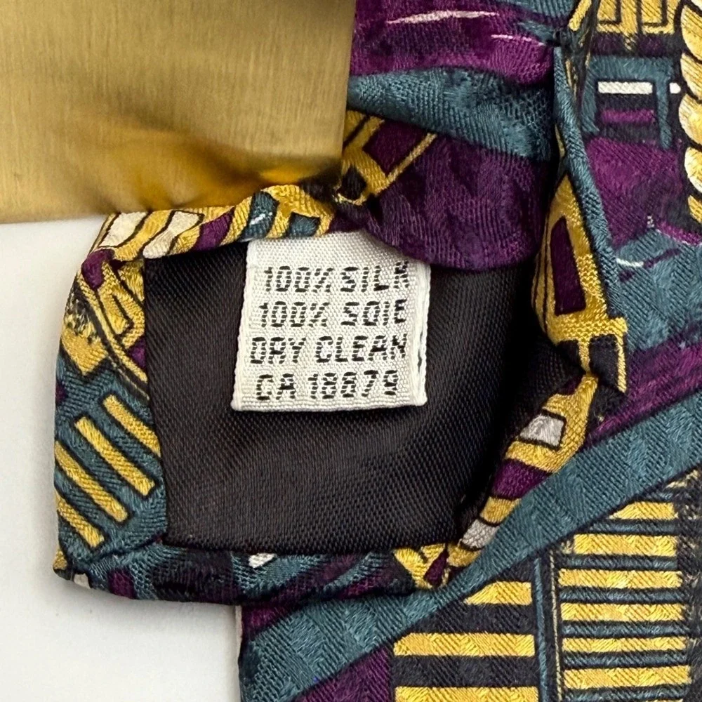 Looney Tunes Silk Tie OS Bugs Bunny Architect 1992 Vintage Purple 90s Cartoon